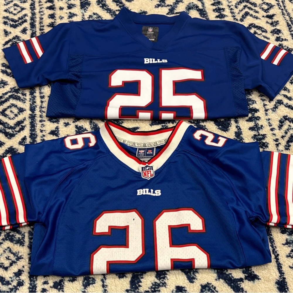 2 Boys Buffalo Bills Jerseys Mediums(10/12)